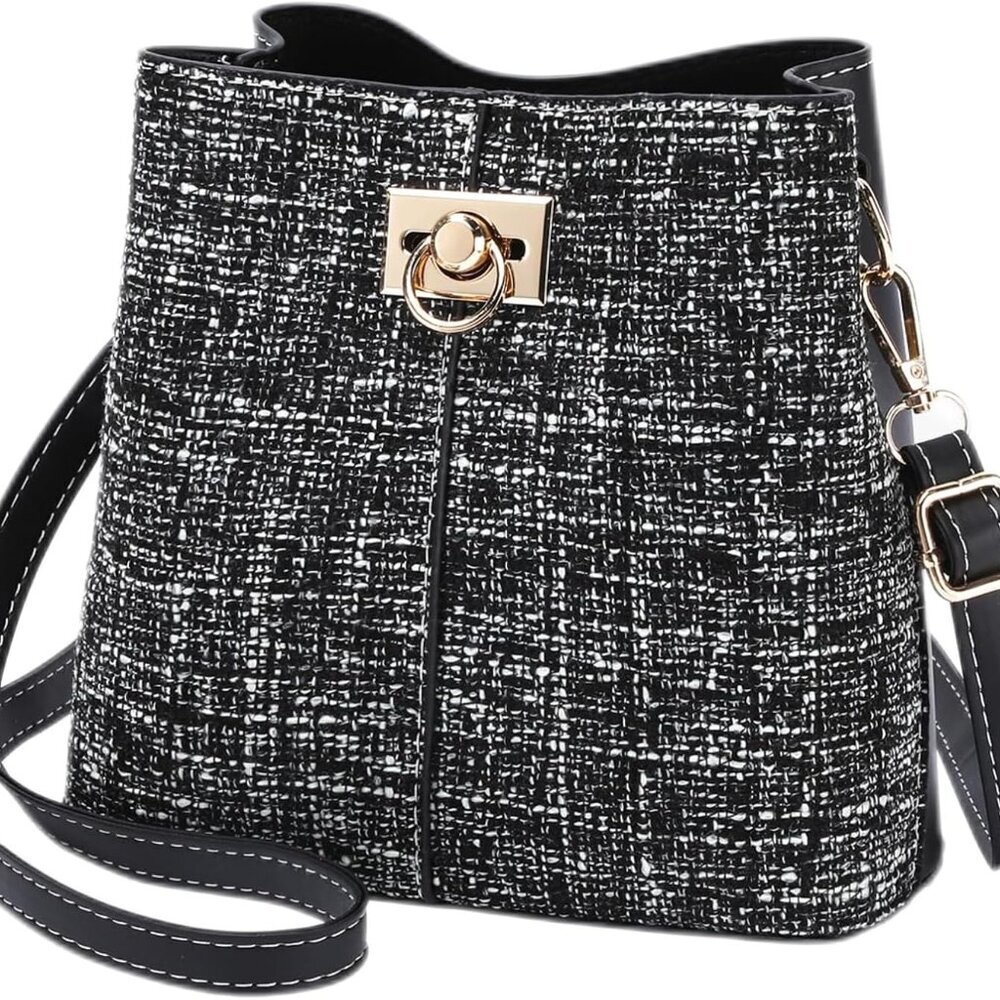 Cross Body Purse for Woman Trendy,Crossbody Bucket Bags-PU Leather with Adjustab